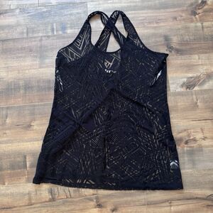 Hawaiian Tropic Black Swimsuit Cover Up Dress XL Geometric Pattern Summer Beach